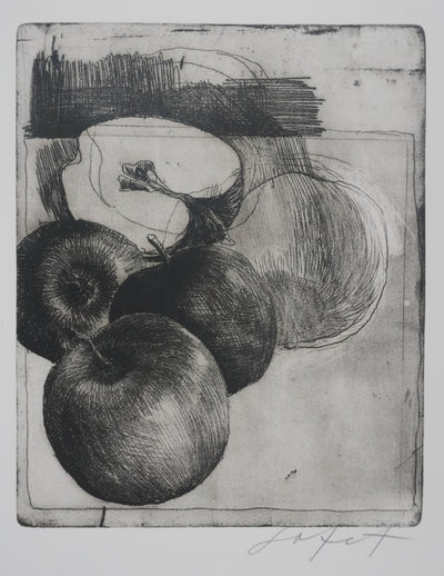 Safet ZEC : Nature morte aux pommes, Gravure originale signée