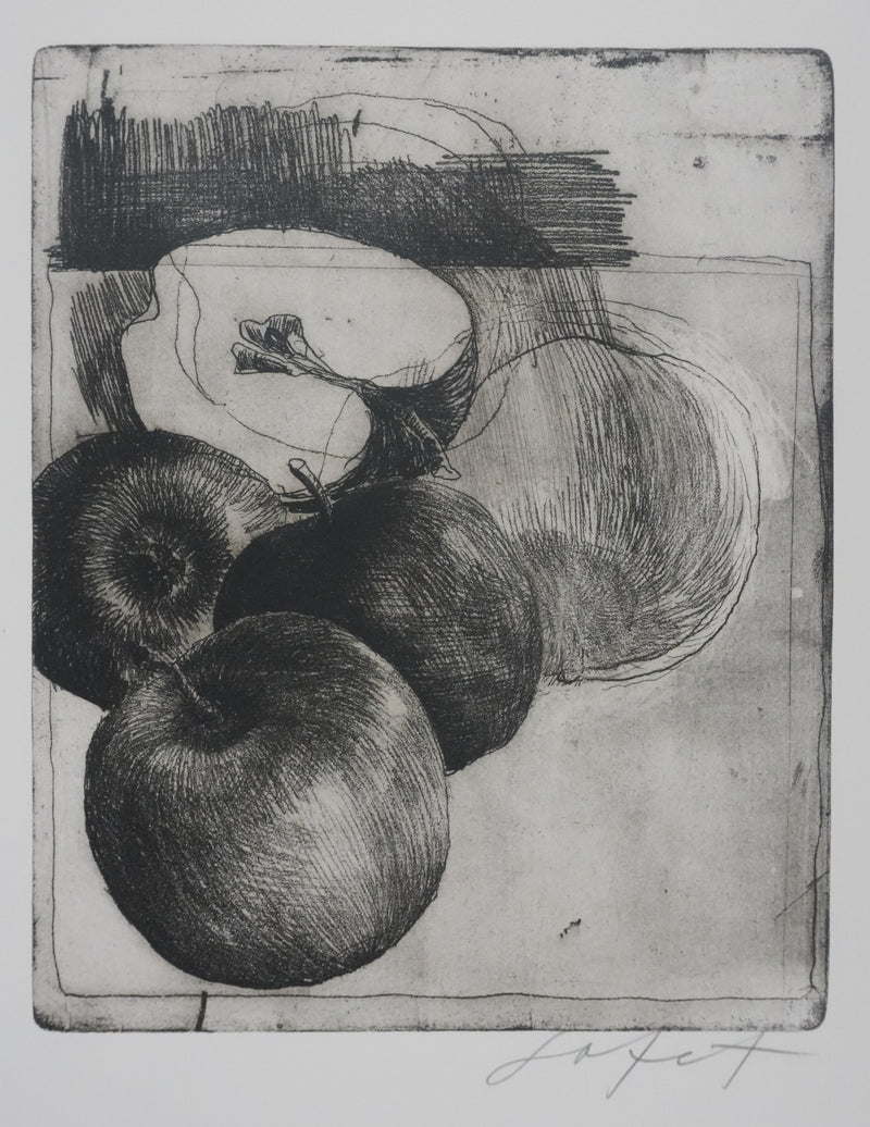 Safet ZEC : Nature morte aux pommes, Gravure originale signée