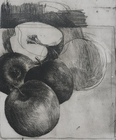 Safet ZEC : Nature morte aux pommes, Gravure originale signée