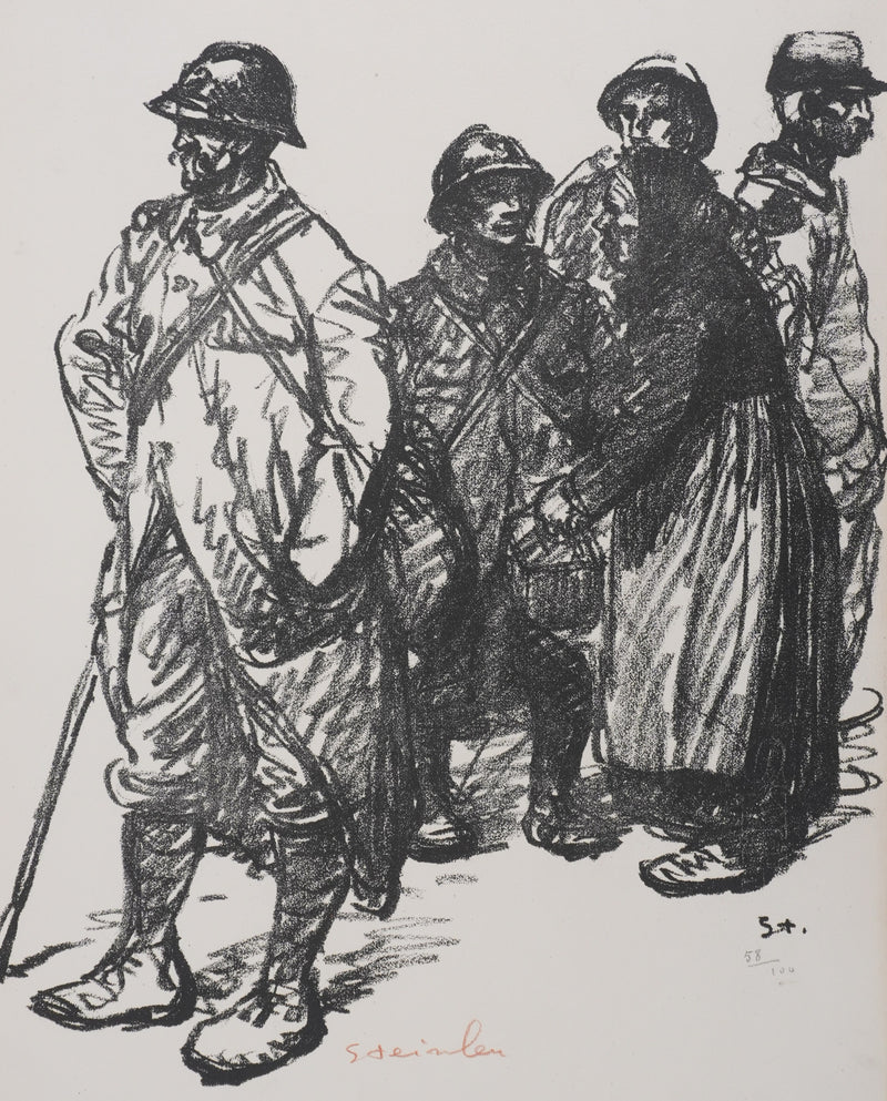 Théophile Alexandre STEINLEN : Au cantonnement, Lithographie originale signée