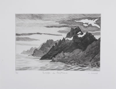 Camille COMBE : Passage du Raftsund, Gravure originale signée