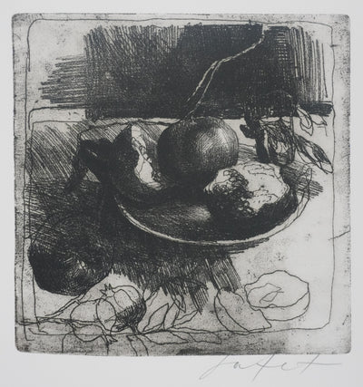 Safet ZEC : Nature morte à l'écuelle, Gravure originale signée