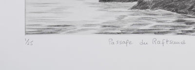 Camille COMBE : Passage du Raftsund, Gravure originale signée