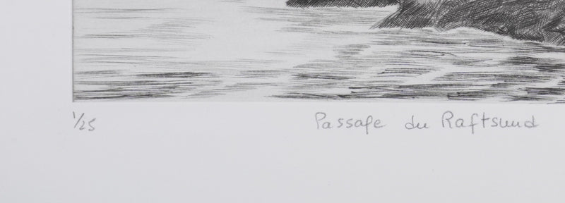 Camille COMBE : Passage du Raftsund, Gravure originale signée