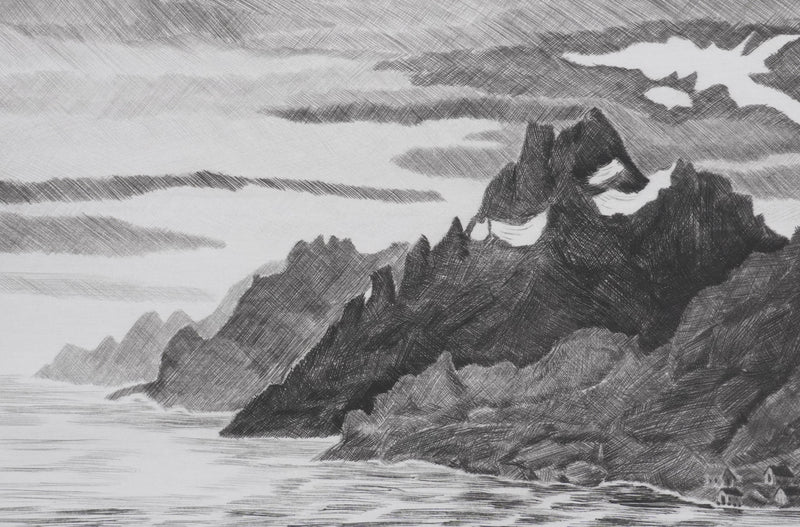 Camille COMBE : Passage du Raftsund, Gravure originale signée