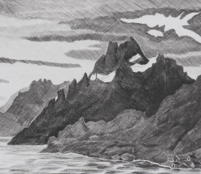 Camille COMBE : Passage du Raftsund, Gravure originale signée