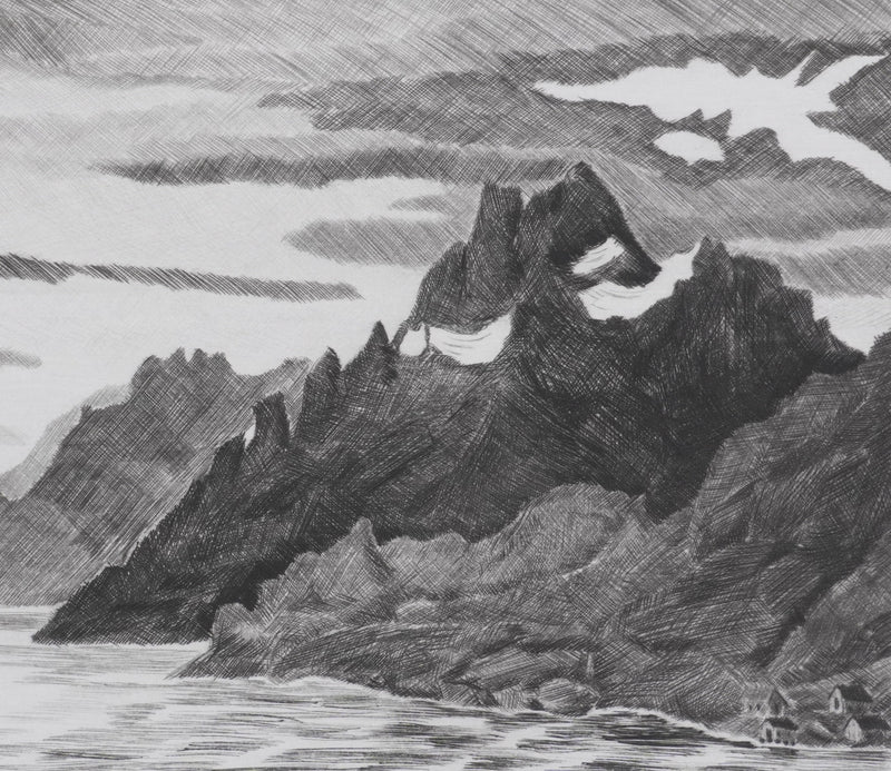 Camille COMBE : Passage du Raftsund, Gravure originale signée