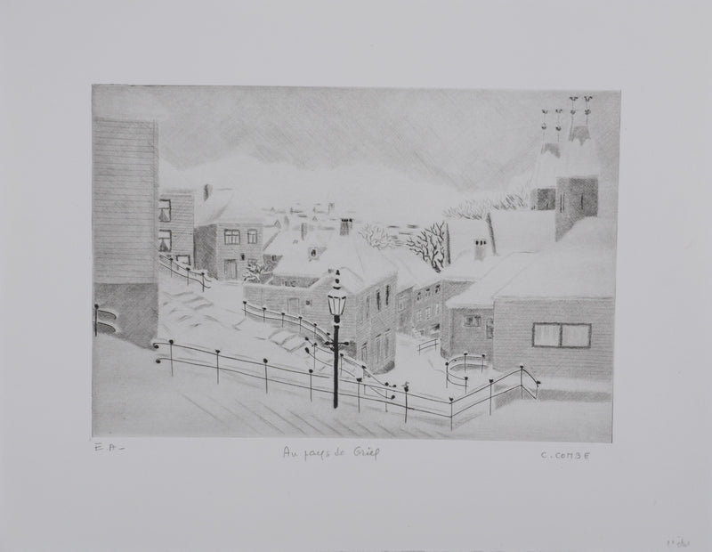 Camille COMBE : Au pays de Grieg, Gravure originale signée