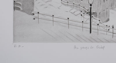 Camille COMBE : Au pays de Grieg, Gravure originale signée