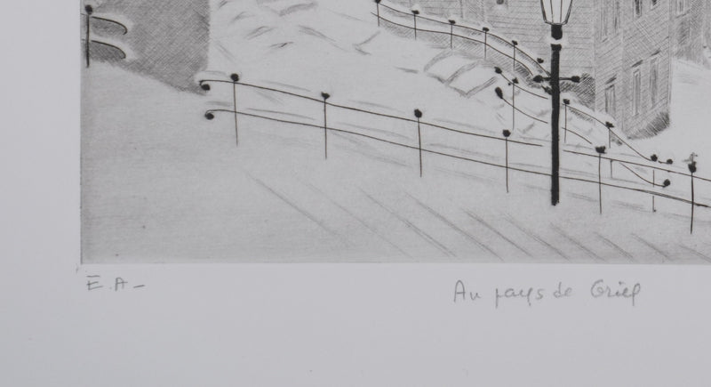Camille COMBE : Au pays de Grieg, Gravure originale signée