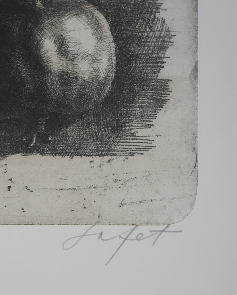 Safet ZEC : Nature morte à la grenade, Gravure originale signée