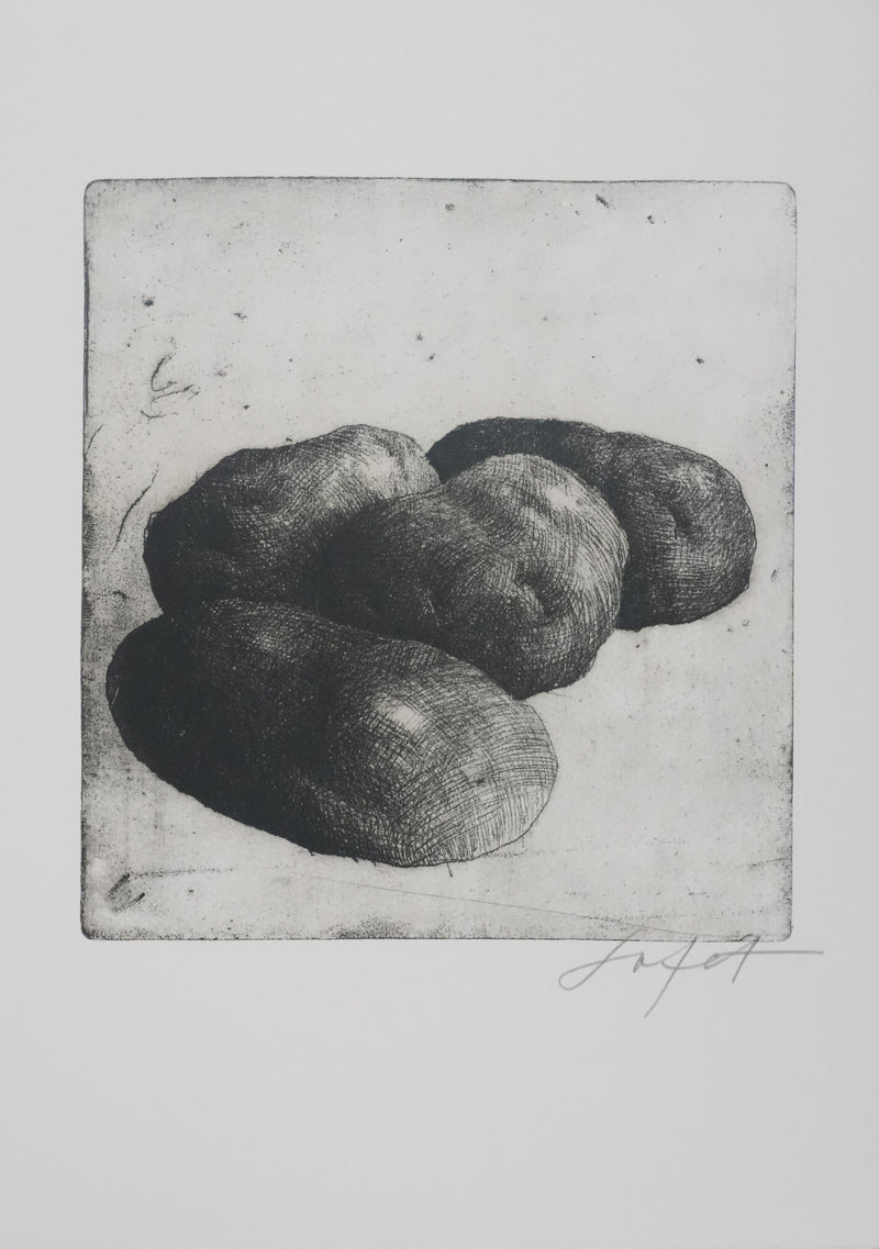 Safet ZEC : Nature morte aux pommes de terre, Gravure originale signée
