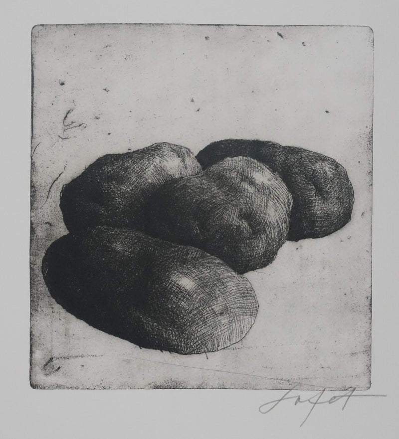 Safet ZEC : Nature morte aux pommes de terre, Gravure originale signée