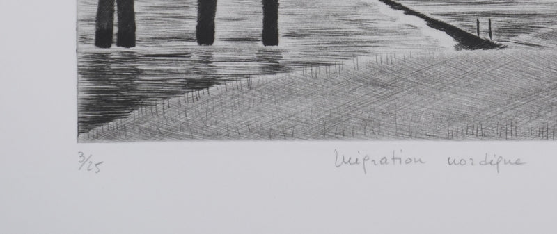 Camille COMBE : Migration nordique, Gravure originale signée