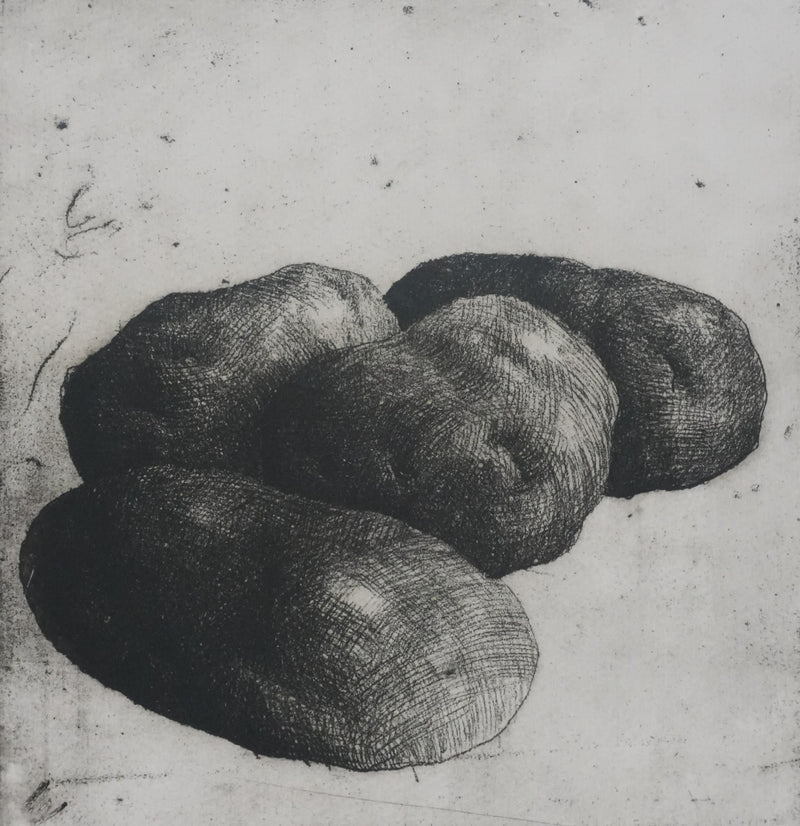 Safet ZEC : Nature morte aux pommes de terre, Gravure originale signée