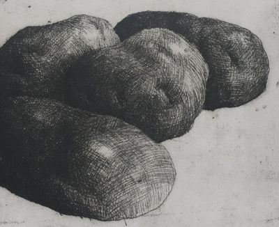 Safet ZEC : Nature morte aux pommes de terre, Gravure originale signée