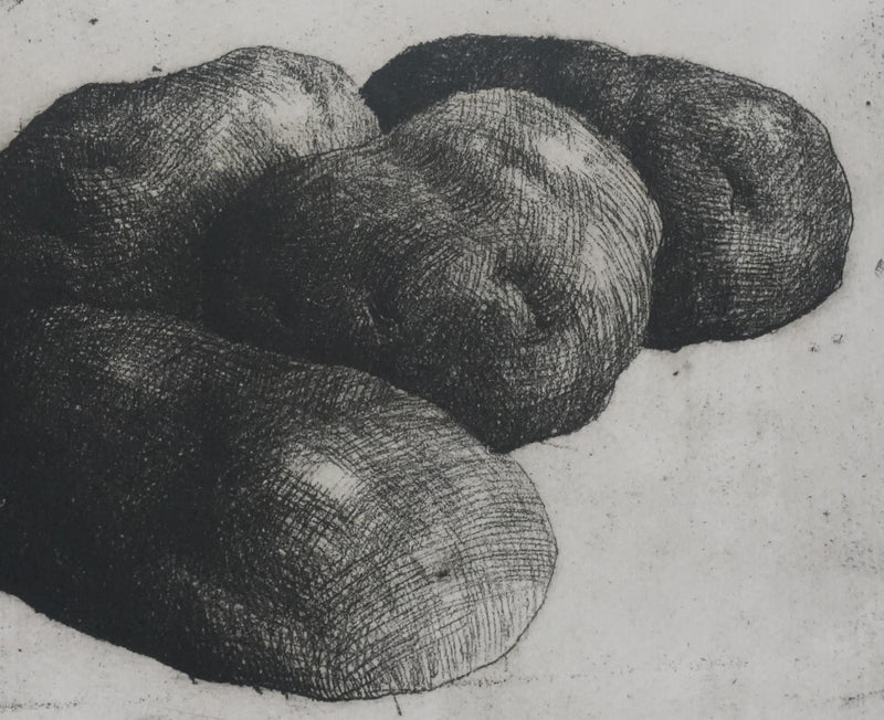 Safet ZEC : Nature morte aux pommes de terre, Gravure originale signée