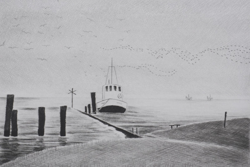 Camille COMBE : Migration nordique, Gravure originale signée