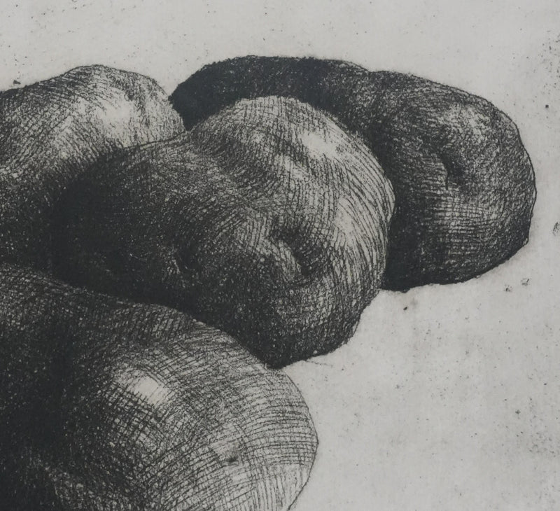 Safet ZEC : Nature morte aux pommes de terre, Gravure originale signée