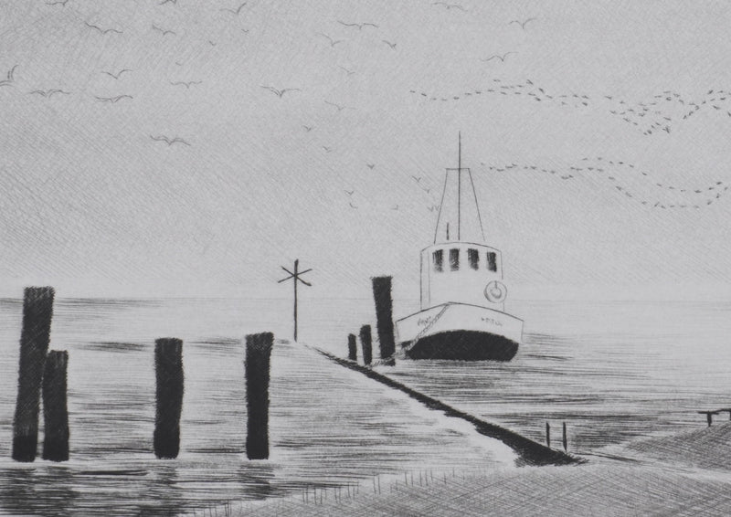 Camille COMBE : Migration nordique, Gravure originale signée