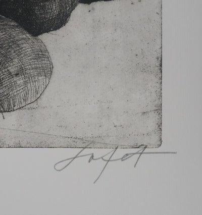 Safet ZEC : Nature morte aux pommes de terre, Gravure originale signée