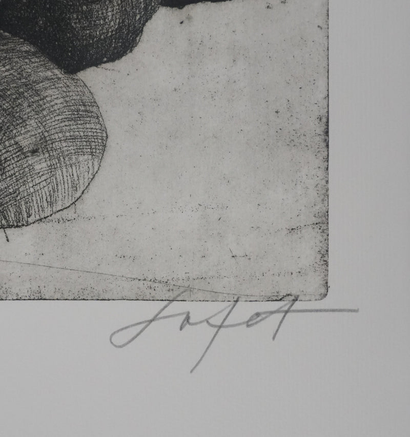 Safet ZEC : Nature morte aux pommes de terre, Gravure originale signée