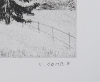 Camille COMBE : Dans les sapins, Gravure originale signée