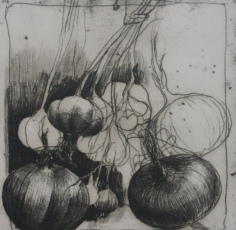 Safet ZEC : Nature morte aux oignons, Gravure originale signée