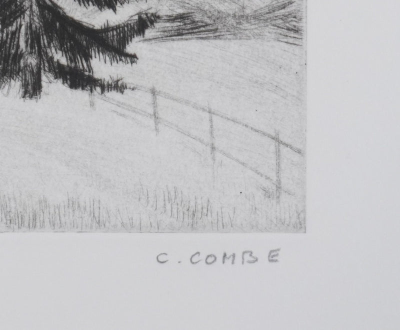 Camille COMBE : Dans les sapins, Gravure originale signée