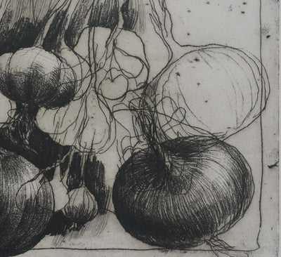 Safet ZEC : Nature morte aux oignons, Gravure originale signée