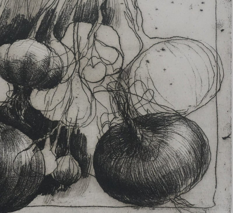 Safet ZEC : Nature morte aux oignons, Gravure originale signée