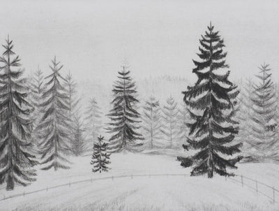 Camille COMBE : Dans les sapins, Gravure originale signée