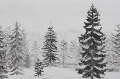 Camille COMBE : Dans les sapins, Gravure originale signée