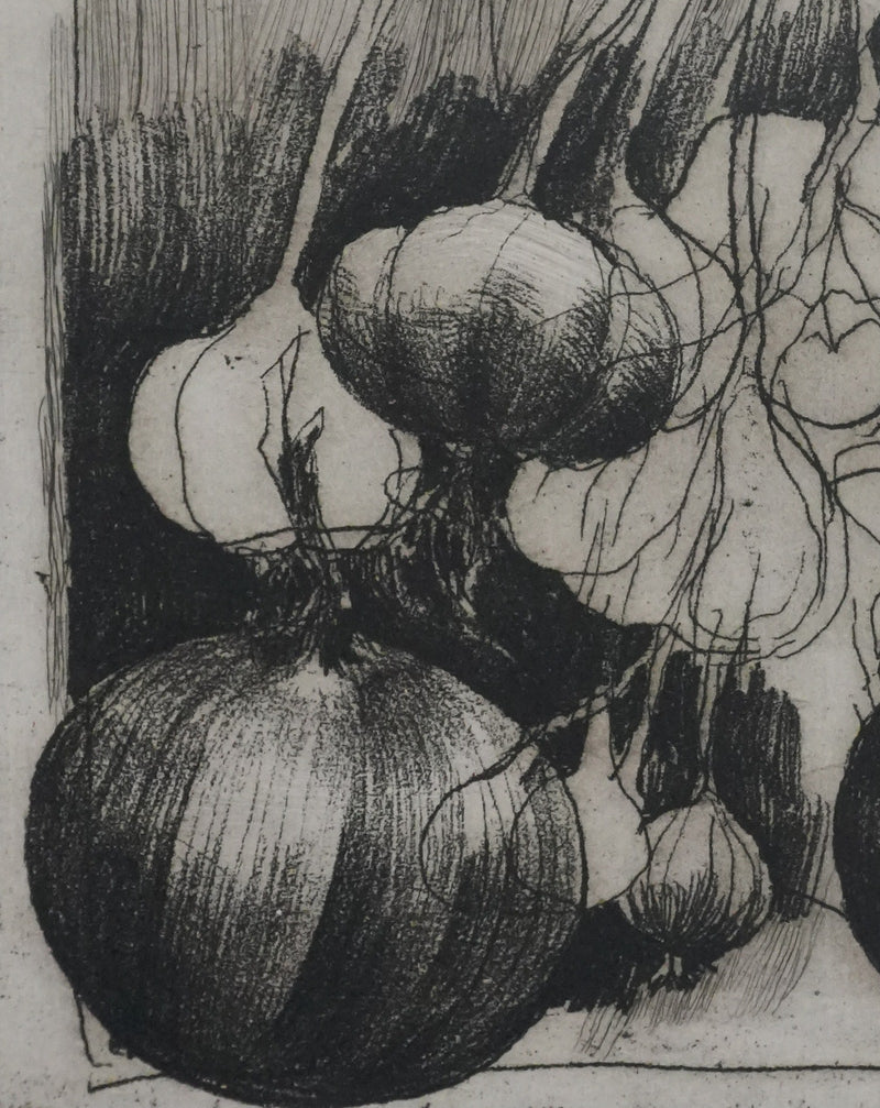 Safet ZEC : Nature morte aux oignons, Gravure originale signée