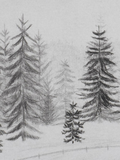 Camille COMBE : Dans les sapins, Gravure originale signée