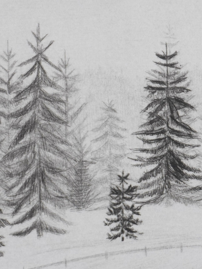 Camille COMBE : Dans les sapins, Gravure originale signée