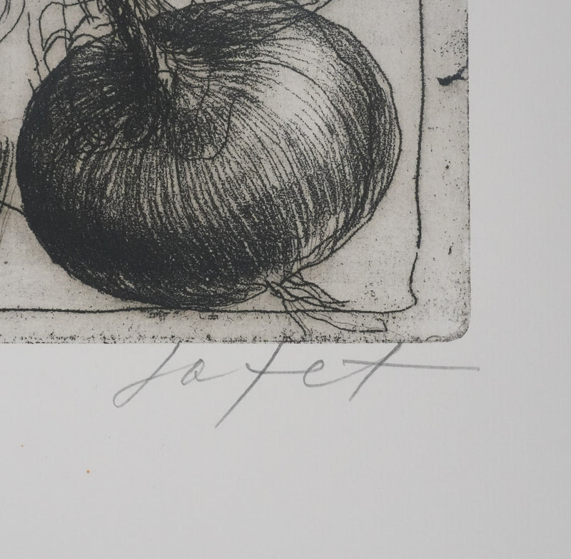 Safet ZEC : Nature morte aux oignons, Gravure originale signée