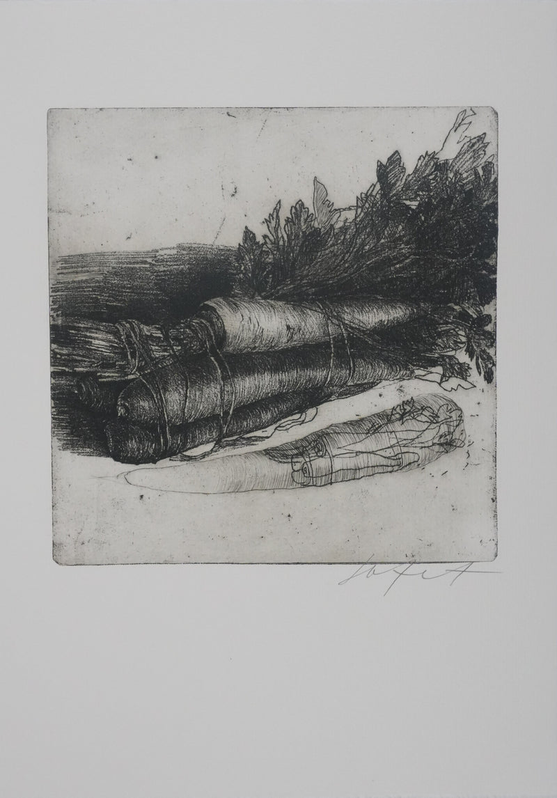 Safet ZEC : Nature morte aux carottes, Gravure originale signée