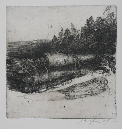 Safet ZEC : Nature morte aux carottes, Gravure originale signée