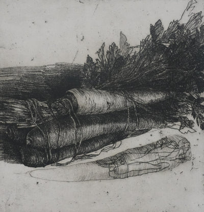 Safet ZEC : Nature morte aux carottes, Gravure originale signée