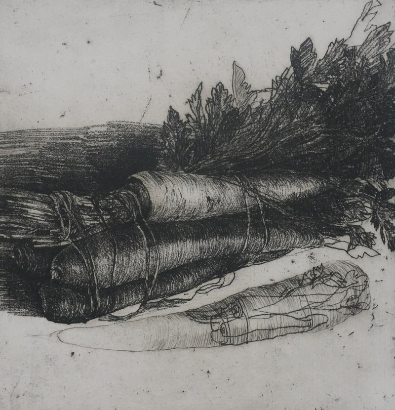 Safet ZEC : Nature morte aux carottes, Gravure originale signée