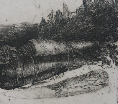 Safet ZEC : Nature morte aux carottes, Gravure originale signée