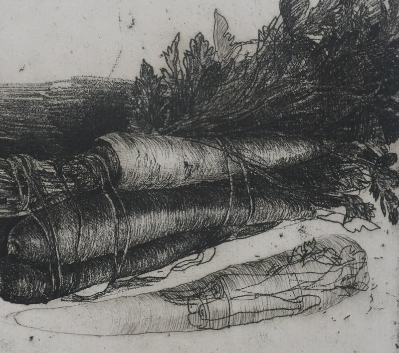 Safet ZEC : Nature morte aux carottes, Gravure originale signée