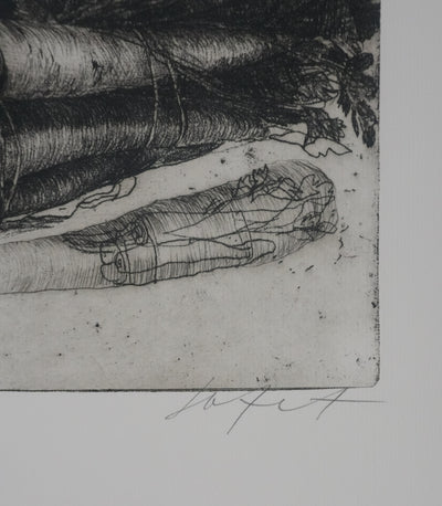 Safet ZEC : Nature morte aux carottes, Gravure originale signée