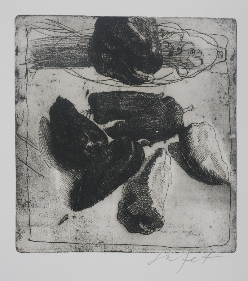 Safet ZEC : Nature morte aux poivrons, Gravure originale signée