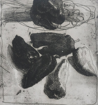Safet ZEC : Nature morte aux poivrons, Gravure originale signée