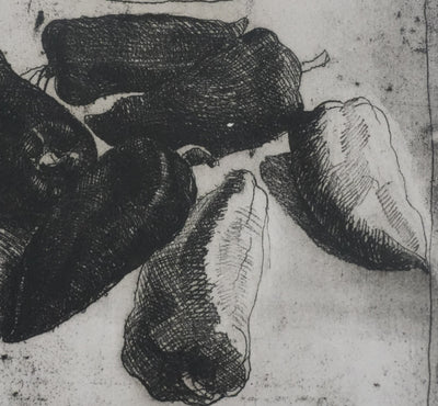 Safet ZEC : Nature morte aux poivrons, Gravure originale signée