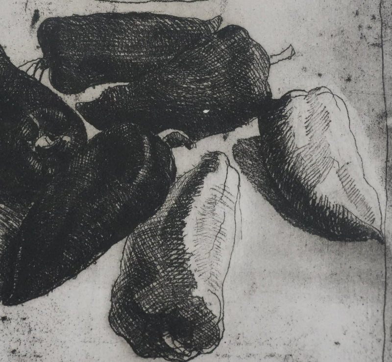 Safet ZEC : Nature morte aux poivrons, Gravure originale signée
