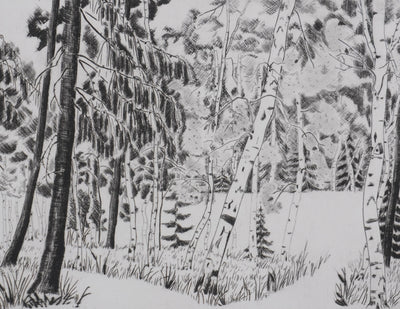 Camille COMBE : A l'orée de la forêt, Gravure originale signée