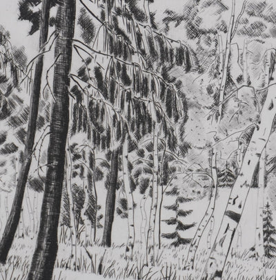Camille COMBE : A l'orée de la forêt, Gravure originale signée